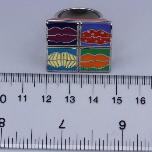 Art Ring Sterling Silver famous artist Enamel Inspired Artistic Ring - Picture 10 of 13